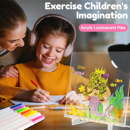LED Glowing Acrylic Note Board with Colorful Markers