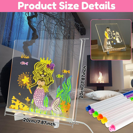 LED Glowing Acrylic Note Board with Colorful Markers