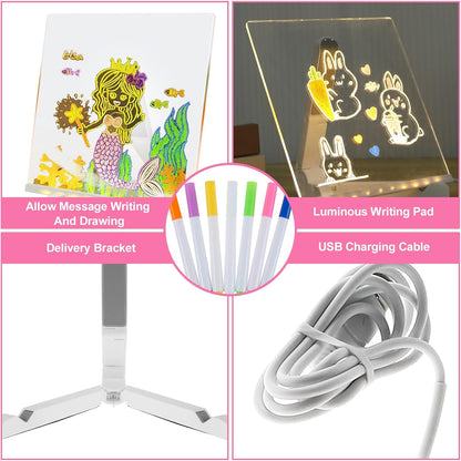 LED Glowing Acrylic Note Board with Colorful Markers